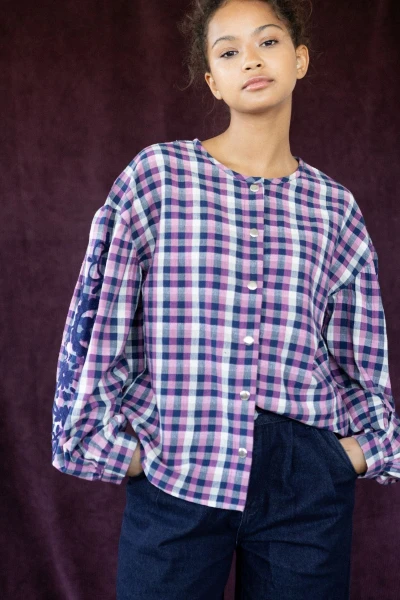 Apaches Blouse à carreaux et brodée