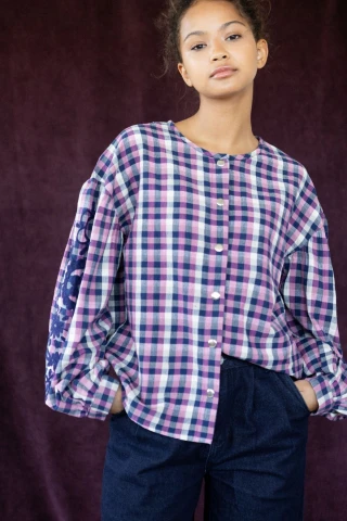 Apaches Blouse à carreaux et brodée 2